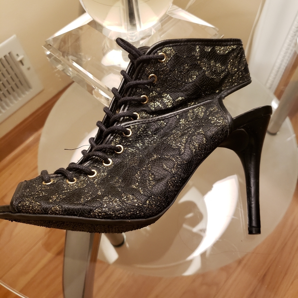 Black gold high heel booties - Picture 2 of 5
